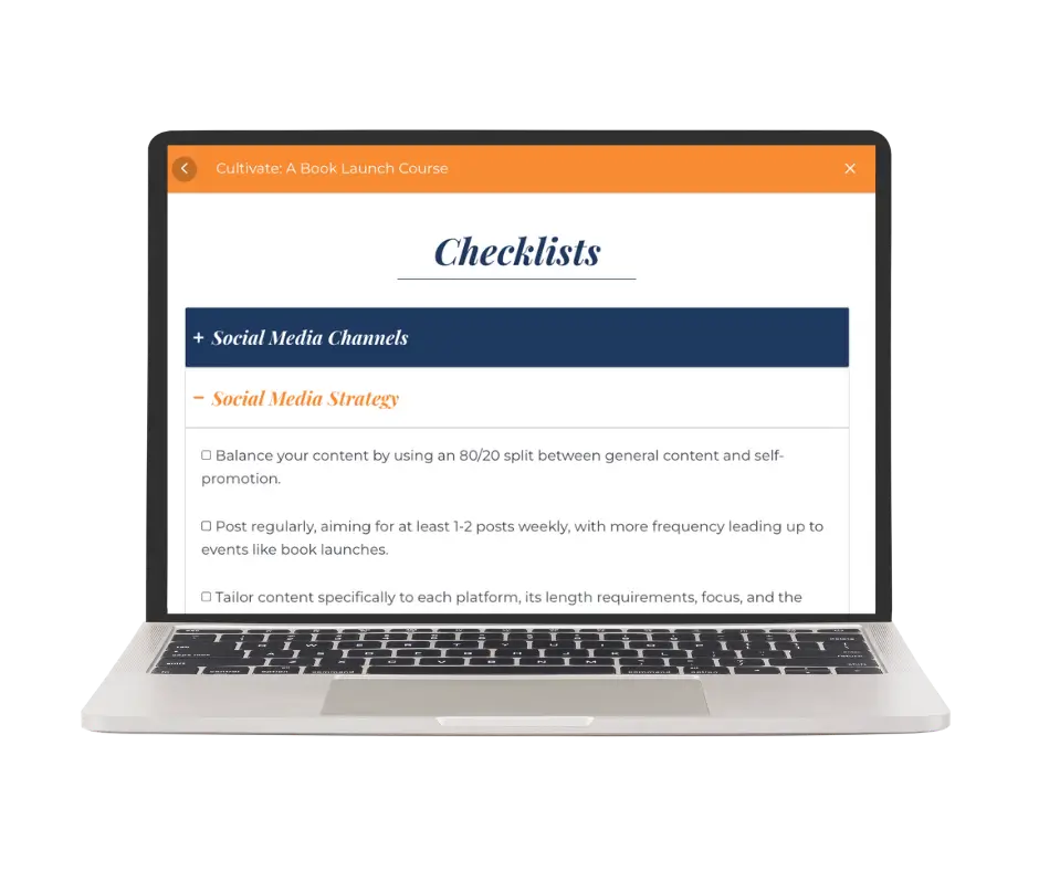 Computer screen displaying checklists